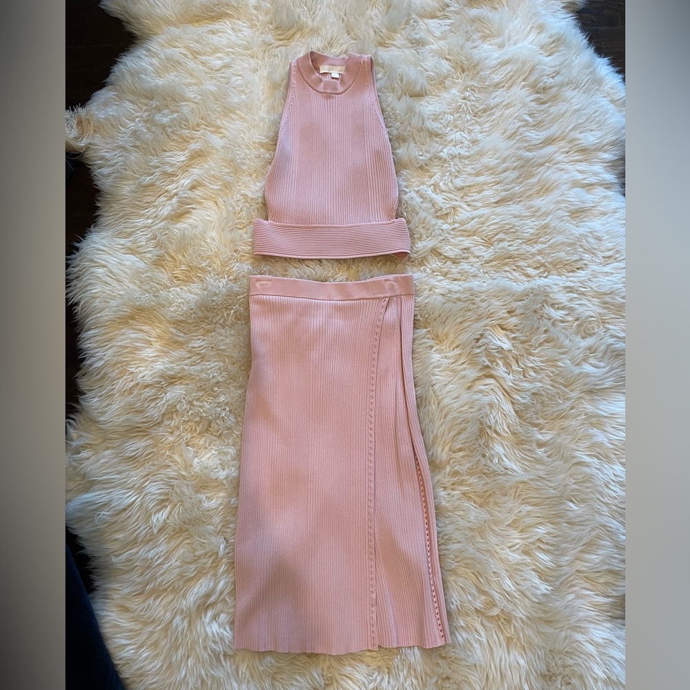 Jonathan Simkhai Pink Matching Set |Midi Skirt with Crop Top | Size: Small
